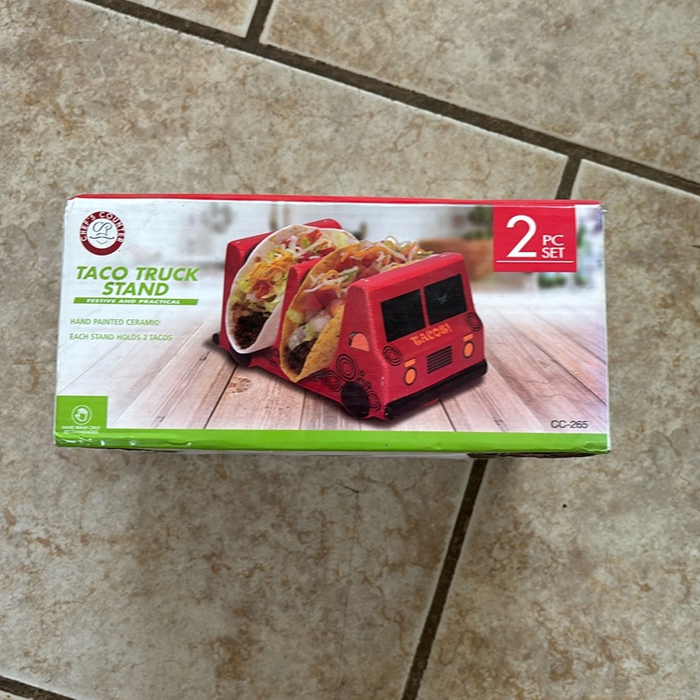 NWT Chef’s Counter Taco Truck Stand Ceramic 2 Piece Holder Set
